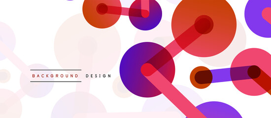 Line points connections geometric abstract background. Circles connected by lines. Trendy techno business template for wallpaper, banner, background or landing