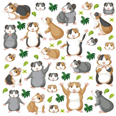 Funny guinea pig on white background seamless