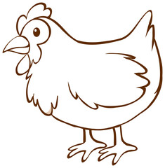 Chicken in doodle simple style on white background