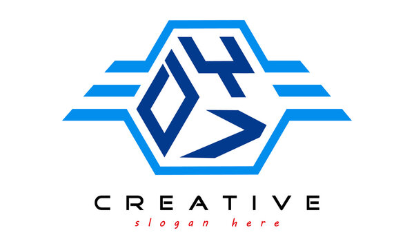 DYV three letter monogram type emblem badge with wings logo vector template.