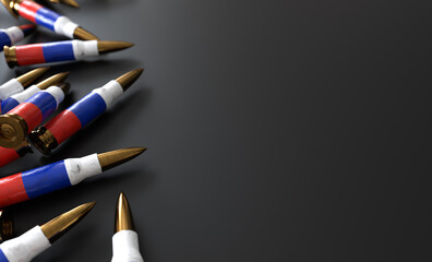 Russia Bullets on black background.