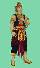Drawing Rama, Ramayana puppet character,fowerful, art.illustration, vector