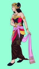 Drawing Shinta, Ramayana puppet character, beautiful, princess, art.illustration, vector