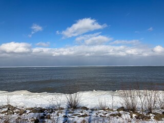frozen lake in winter
