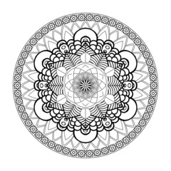 Circular pattern in form of mandala for Henna, Mehndi, tattoo, decoration. Decorative ornament in ethnic oriental style. Coloring book page.