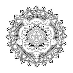 Circular pattern in form of mandala for Henna, Mehndi, tattoo, decoration. Decorative ornament in ethnic oriental style. Coloring book page.