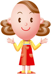 Mom in a red apron.