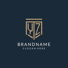 Initial YZ shield logo monoline style, modern and luxury monogram logo design © Abdul