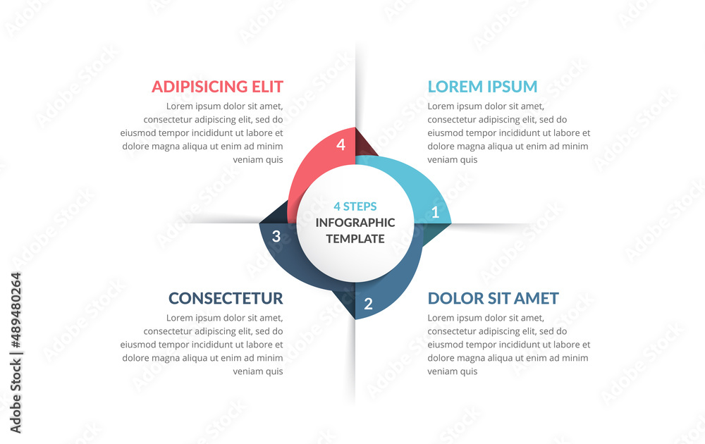 Wall mural circle infographic template with four steps or options, process chart