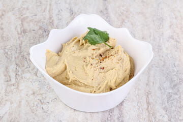 Traditional Jewish Hummus with olive oil
