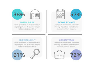 Infographic template with 4 elements with place for text and icons