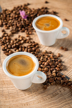 coffee beans on the wooden background