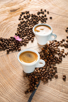 coffee beans on the wooden background