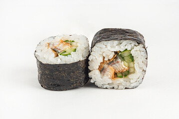 tasty sushi on the white background