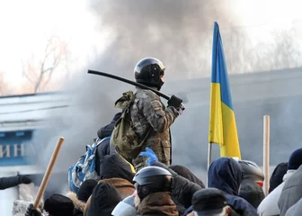 Tuinposter Massale protesten tegen de regering in Kiev. Oekraïne © Mykola Komarovskyy