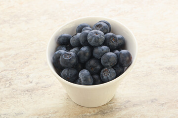 Sweet ripe blueberry heap in the bowl