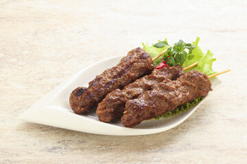 Beef kebab skewer minced meat
