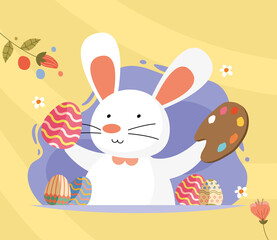 easter bunny with pallete