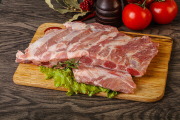 Raw pork ribs for cooking
