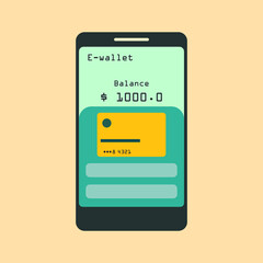 E-Wallet Cartoon Flat Vector Illustration