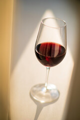 red wine in the glass.