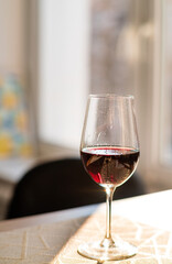red wine in the glass.