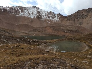 Beautiful moraine lake in the mountains