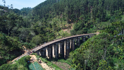 Obraz premium Aerial view of the Demodara nine-arch bridge. High quality photo