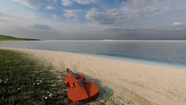 violin with nature background