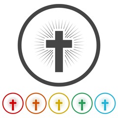 Church Cross Logo ring icon, color set