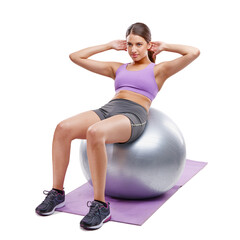 Fototapeta premium If it doesnt challenge you, it wont change you. Shot of a beautiful young woman doing exercises on her fitness ball.
