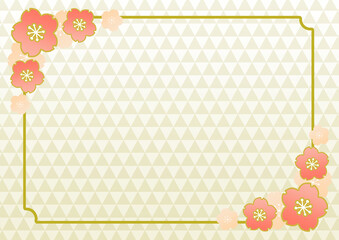 イラスト背景素材:シンプルなゴールドの和柄背景,和柄フレーム