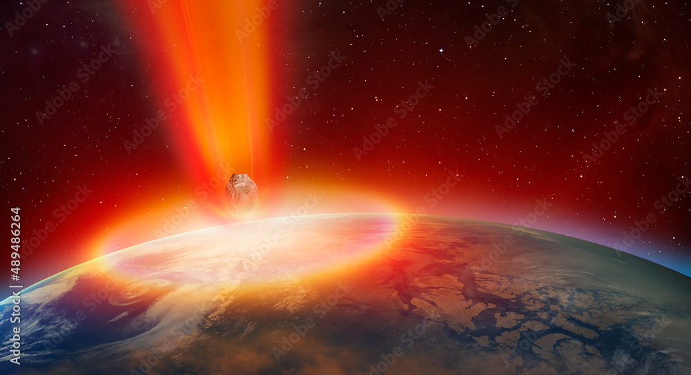 Aufkleber attack of the asteroid on the earth 