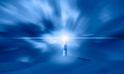 Fototapeta premium Blue Lighthouse on desert 