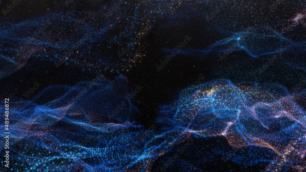 Poster Abstract particle waves with depth of field effect