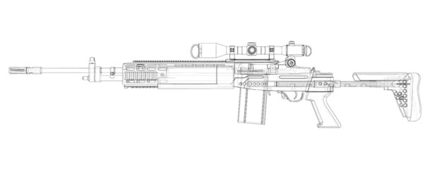 Machine Gun. Vector rendering of 3d