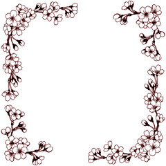 ペン画桜のフレーム素材