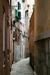 Old streets of venice with traditional hanging clothes