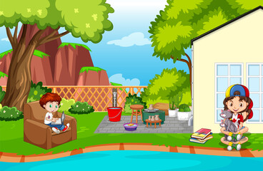 Scene with children in the park