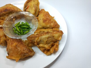 Indonesian snacks, fried tofu stuffed