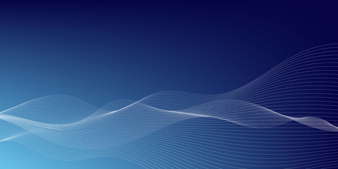 Abstract Modern Background with Lines Wave Motion Element with White Blue Gradient Color