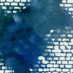 fashionable background, old wall, bricks, dirty, dark pattern, paint spots, watercolor, ink, blue, cold, winter, frost, paint, brush, texture, oil, palette, acrylic, gouache, material, wall, wallpaper
