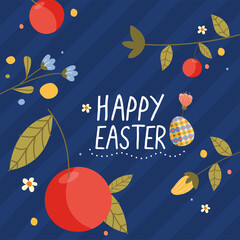 happy easter lettering postcard