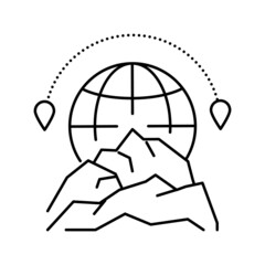 mountain tourism line icon vector illustration