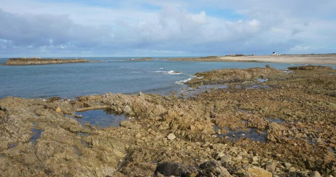 The lighthouse in Goury, Cap de la Hague, Cotentin peninsula, France