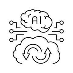 ai artificial intelligence finance technology line icon vector illustration