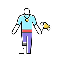 championship winner handicapped athlete color icon vector illustration