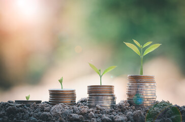 Row of coins for finance and business background, money saving and account finance,banking,business...