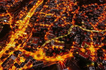 Busy traffic in night city