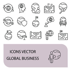 Global Business icons set . Global Business pack symbol vector elements for infographic web